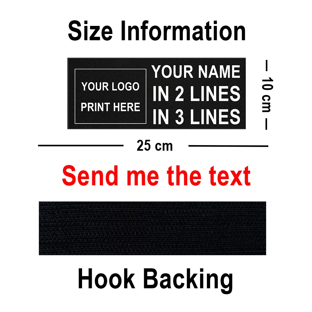 Custom Name Patches Big Size Patch Personalized Name Logo Image Stripes Badge Chevrons Hook Loop Applique Clothes