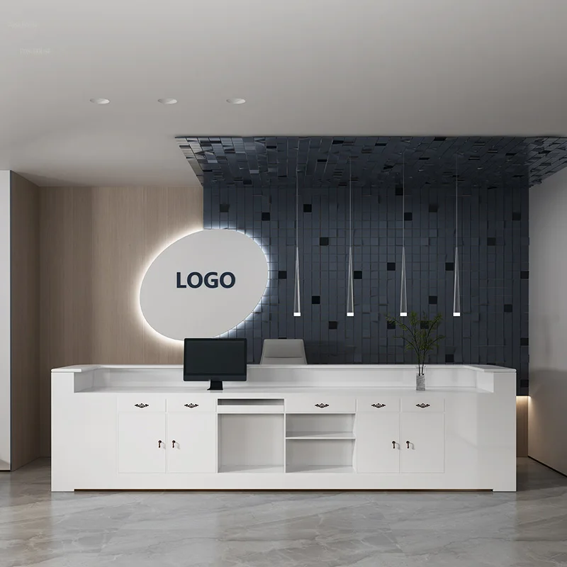 Simple Modern Beauty Salon Reception Desks Club Commercial Bar Cashier Counter Company Hotel Front Desk Curved Reception Desk