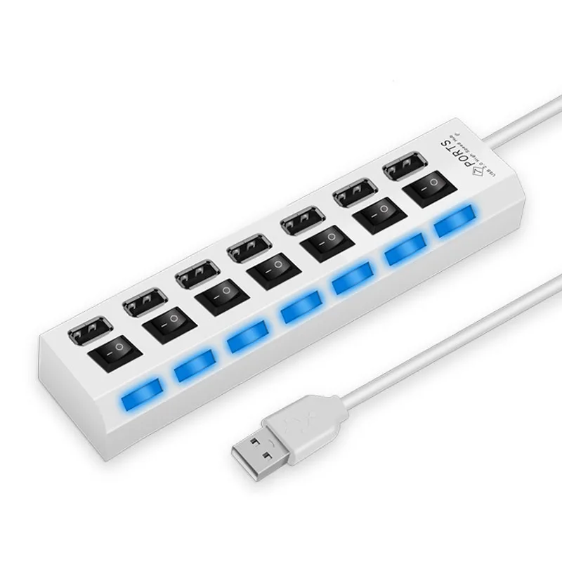 Velocidade Usb Hub 2.0 Adaptador Expansor Multi Usb Splitter Extensor Múltiplo Lâmpada Led Switch para pc Laptop Portas Portas Alta - Imagem 4