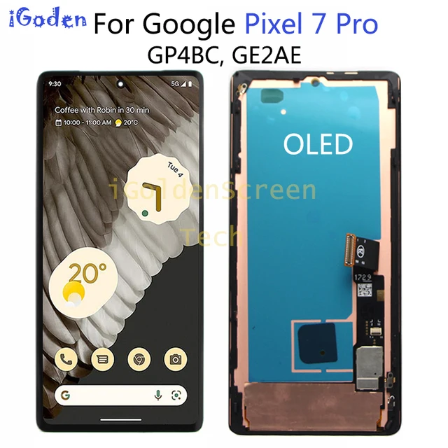 Google Pixel 7 Pro Screen Replacement OLED Display With Frame - Compatible With GE2AE, GP4BC, GFE4J Models (Not For Pixel 7/7a)