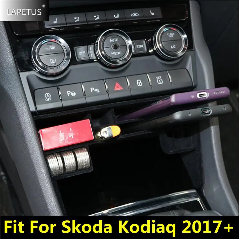 

Center Console Storage Box Phone Coin Card Pallet Compartment Organizer Holder Tray For Skoda Kodiaq 2017 - 2022 Car Accessories