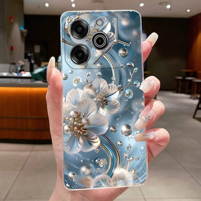 Luxury Butterfly Flowers Transparent Soft TPU Phone Case
