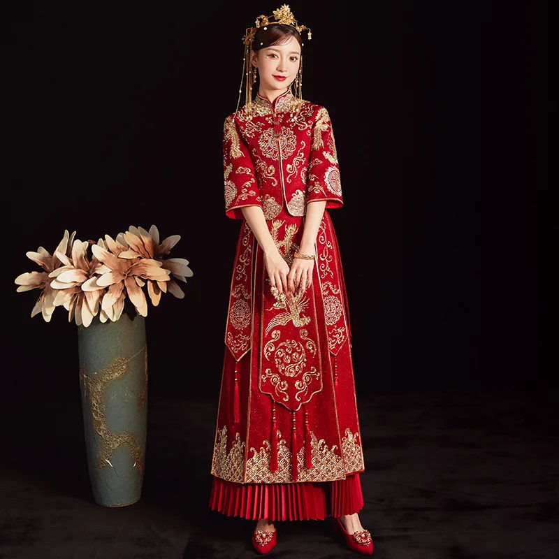 Yourqipao Summer Traditional Chinese Wedding Dresses Women Ancient Stand  Collar Phoenix Embroidered Tang Suit China Online Store - AliExpress  200000532
