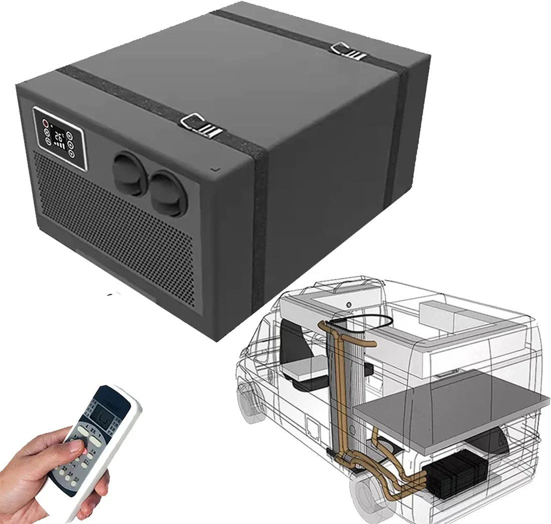 

Aspligo Automotive Electric Air Conditioner 12V 24V All-in-one Embed Air Conditioner with Remote Control for RV Campervan Truck