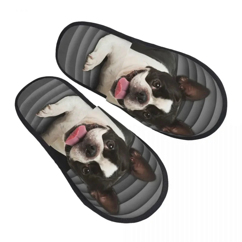 

Гостевые Тапочки Boston Terrier для женщин, домашние тапочки с милым щенком, индивидуальная печать