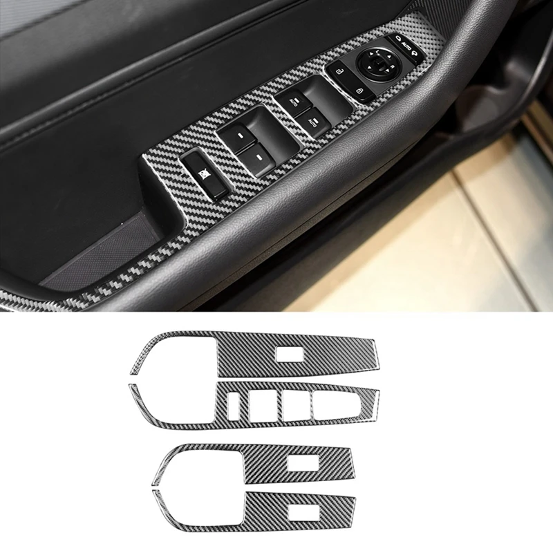 

Панель стеклоподъемника из углеродного волокна, панель переключателя, отделка, панель стеклоподъемника, наклейка для Hyundai Sonata 2015 2016 2017 2018