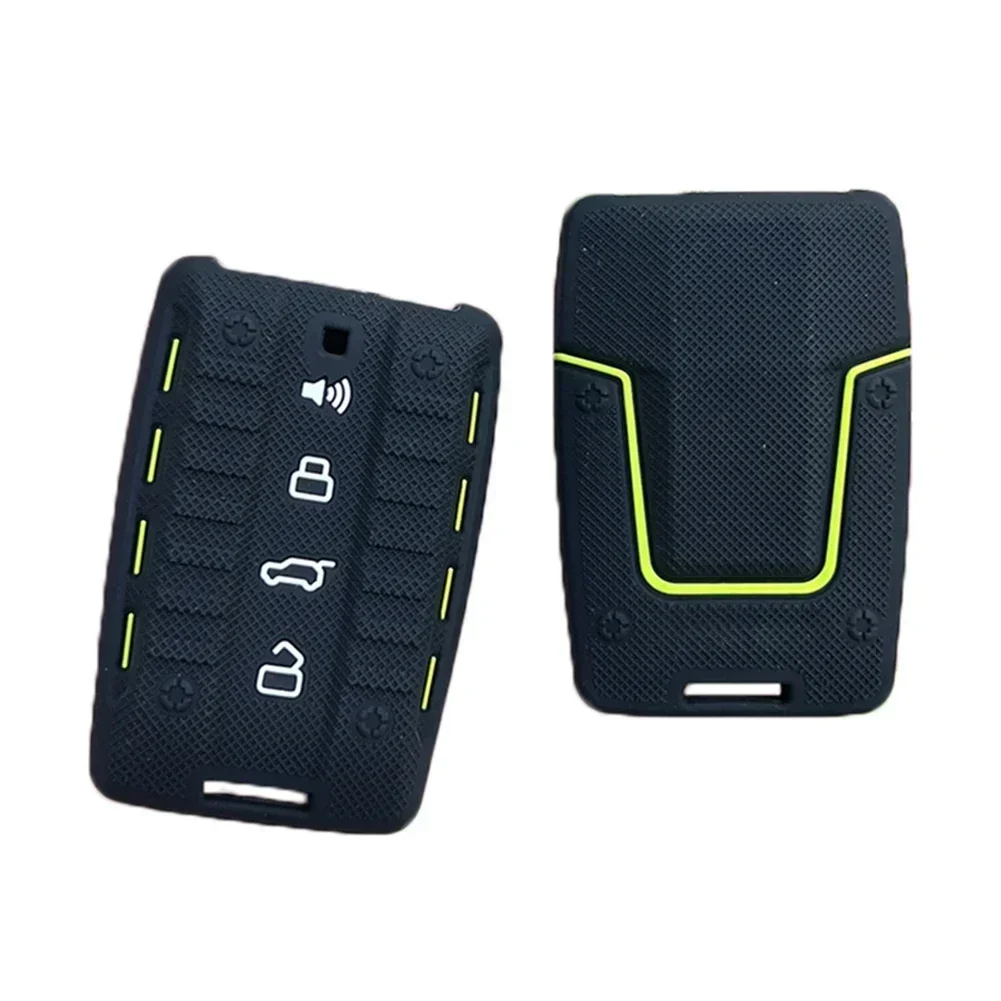 Dual-Tone Black and Green Silica Gel Car Key Protector Cover Set