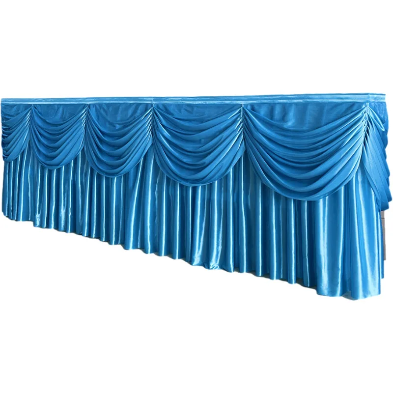 Ice Silk Table Skirt with Drop Curtain, Wedding Decoration, Birthday Party, Festival, Holiday Celebration, Banquet, Hotel,