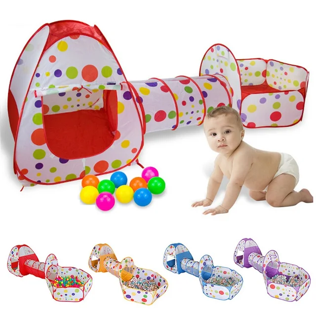 IMBABY Foldable 3 In 1 Playpen For Kids Portable Toys Tipi Tent Crawling Tunnel Baby Dry Ocean Ball Fence Play Pool Connected 4