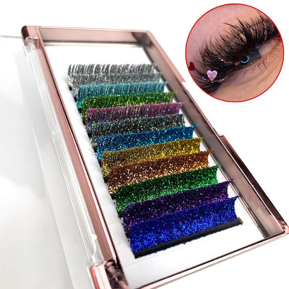 

Mixed Color Shiny Eyelash ExtensionGlitter Color Close Packed Fashion Glitter Powder Embellishment False Eyelash Cosmetics