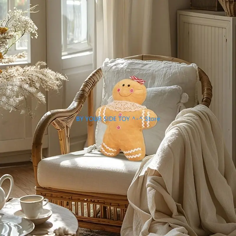 페스티벌 진저 브레드 맨 스토리 스토리 베개 크리스마스 페스티벌 소프트 플러시 장난감 베개 계절 휴일 홈 데코어 u6xe
