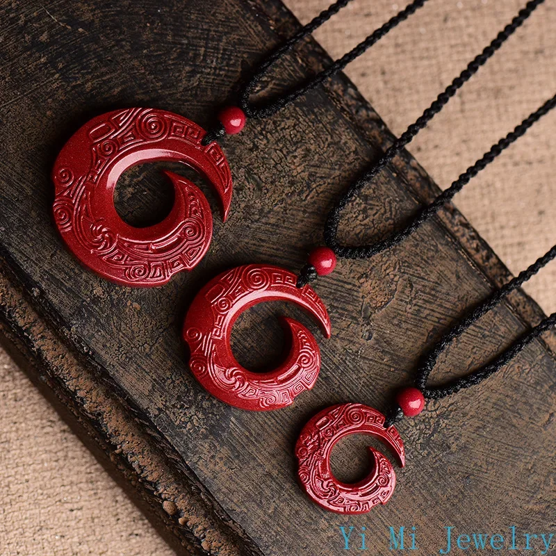 Natural Raw Mineral Cinnabar Pendant Necklace