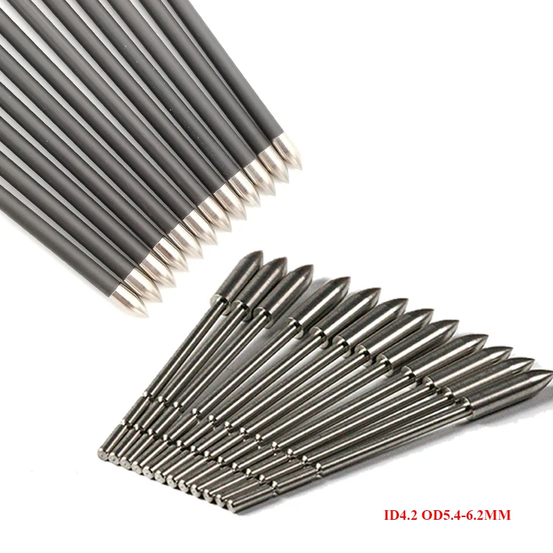Archery Arrowhead 12pcs Stainless Steel Insert Arrow Point Archery Arrow Head 80-120 Grains for 4.2mm Shaft OD5.4-6.0MM
