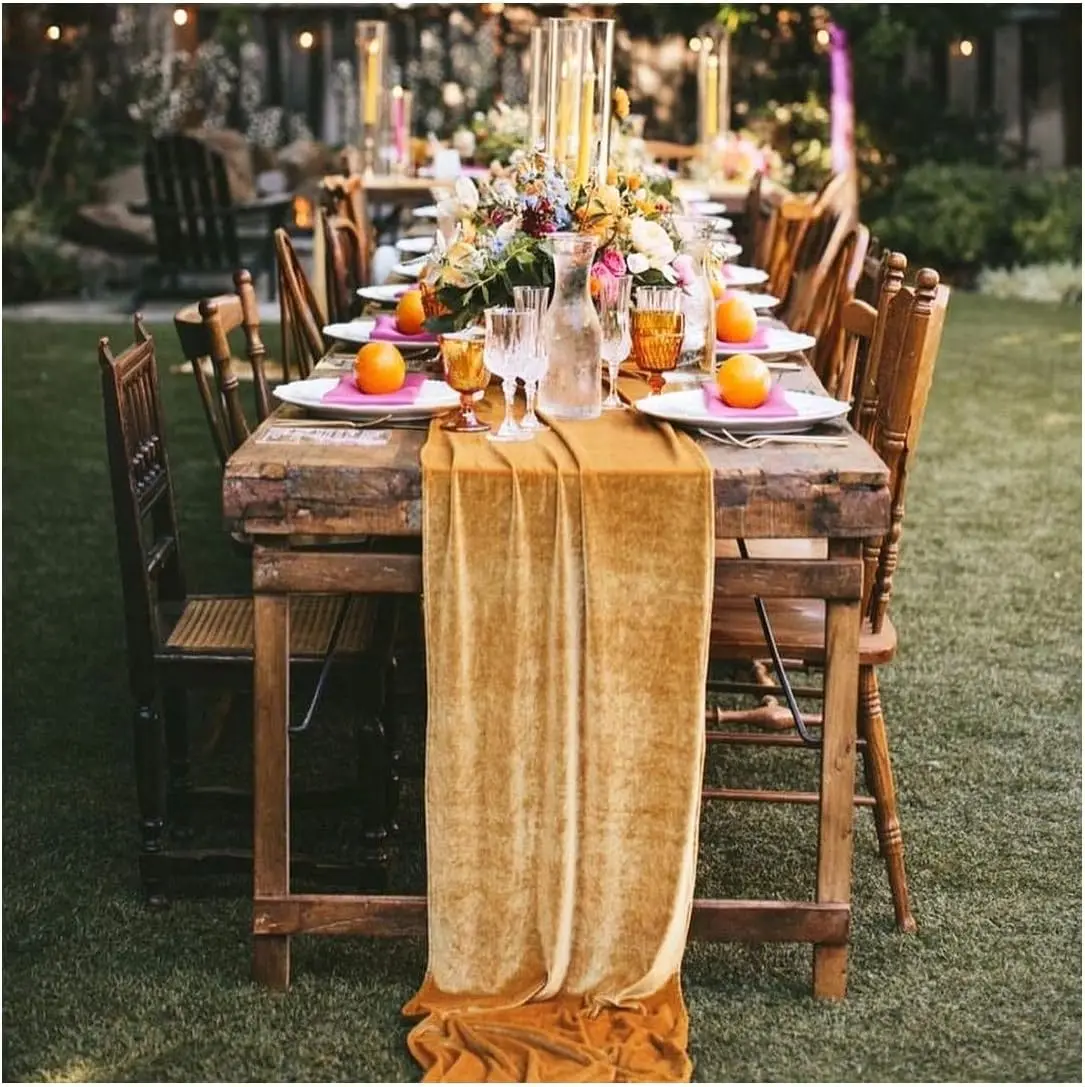 Velvet Table Runner - Luxury Wedding and Banquet Table Decor Luxurious Velvet Table Runner, Wedding Reception Baby shower Decora, Soft Table Linen Overlay, WeddingTable Runner Room Decor 6