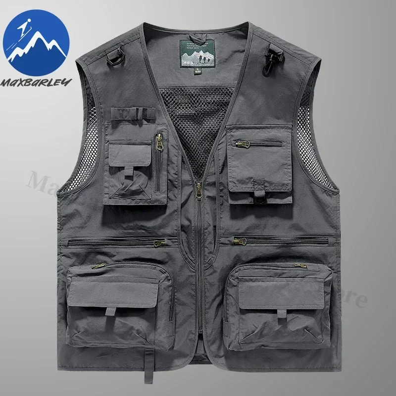 14 כיסים וסט קיץ חדש לגברים עבודה טיולים דייג וסטים גברים מעיל צלם רשת ללא שרוולים כלי ג'ילט 7xl