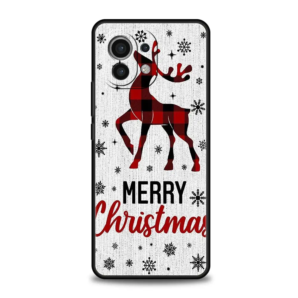 Christmas Graphic Printed Silicone Black Phone Case - Festive Holiday Design Cover