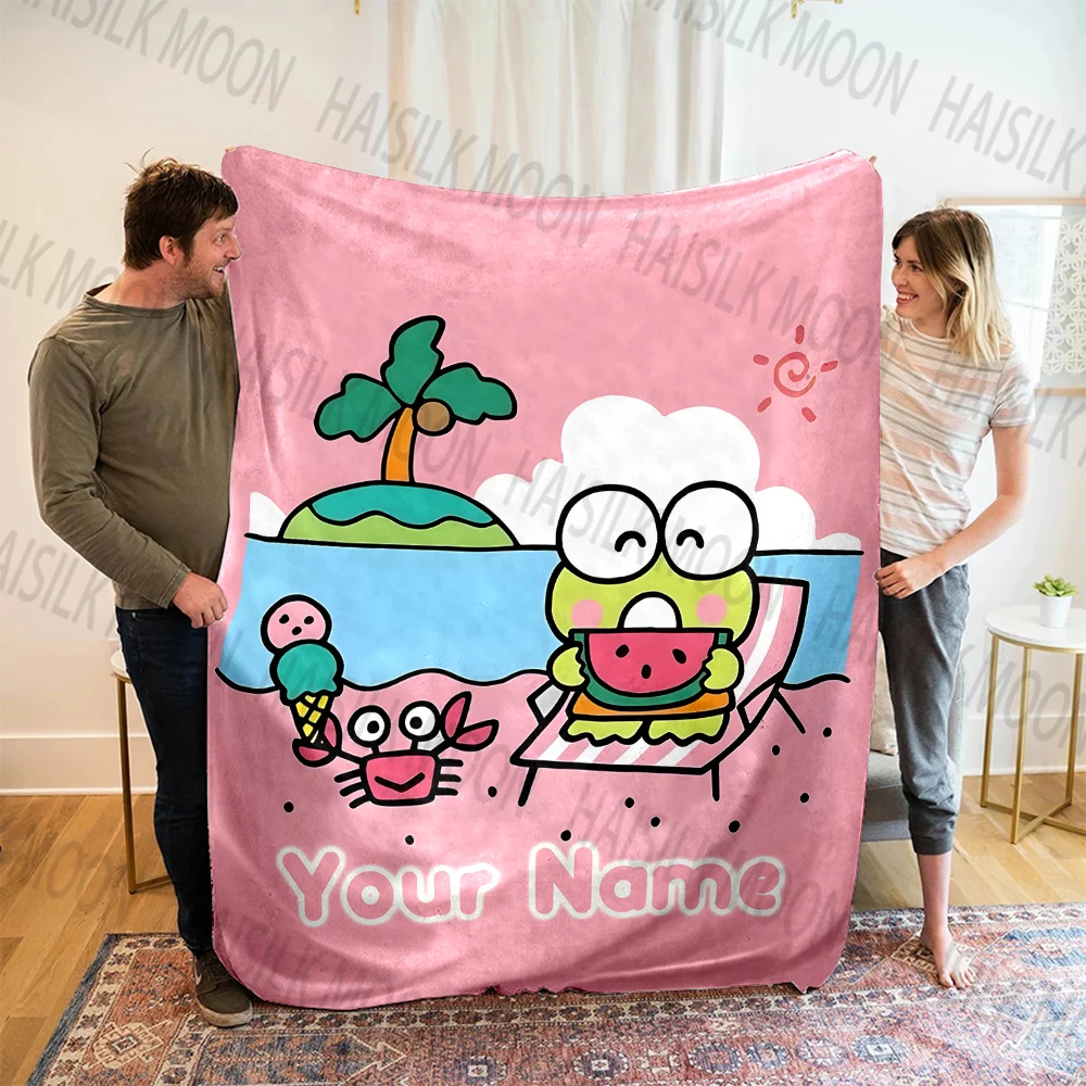 Personalized Sanrio Keroppi Print Microfiber Blanket for Adults and Kids