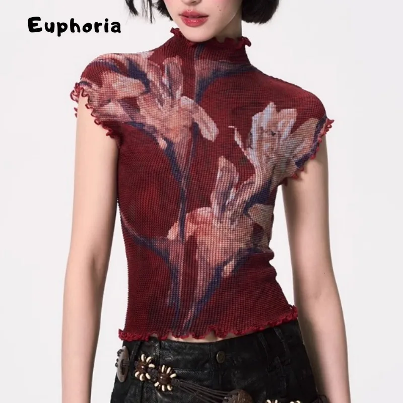 Euphoria Japanese Style Y2k Gyaru Print Graphic T-Shirts Coquette Tees Stretchy Short Sleeve Crop Tops 2000s Core Kawaii Summer 4