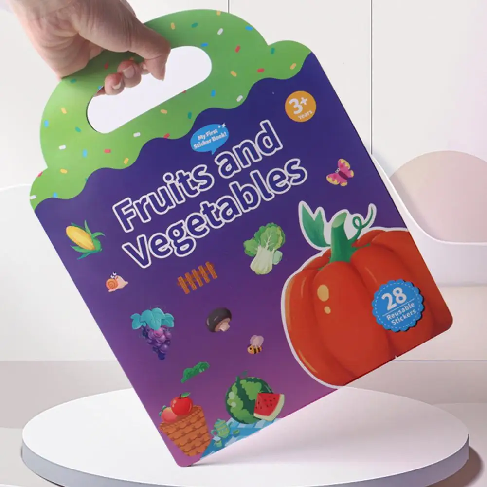 

Sticker Book with Storage Compartment Travel Learning Fun Portable Jelly Sticker Book for Kids 10 Themes for Children's for Kids