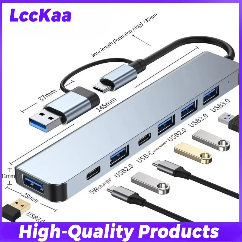 Ultra Slim USB-C Hub with 4K HDMI, Ethernet, USB 3.0, SD/TF Card Reader, and Fast Charging