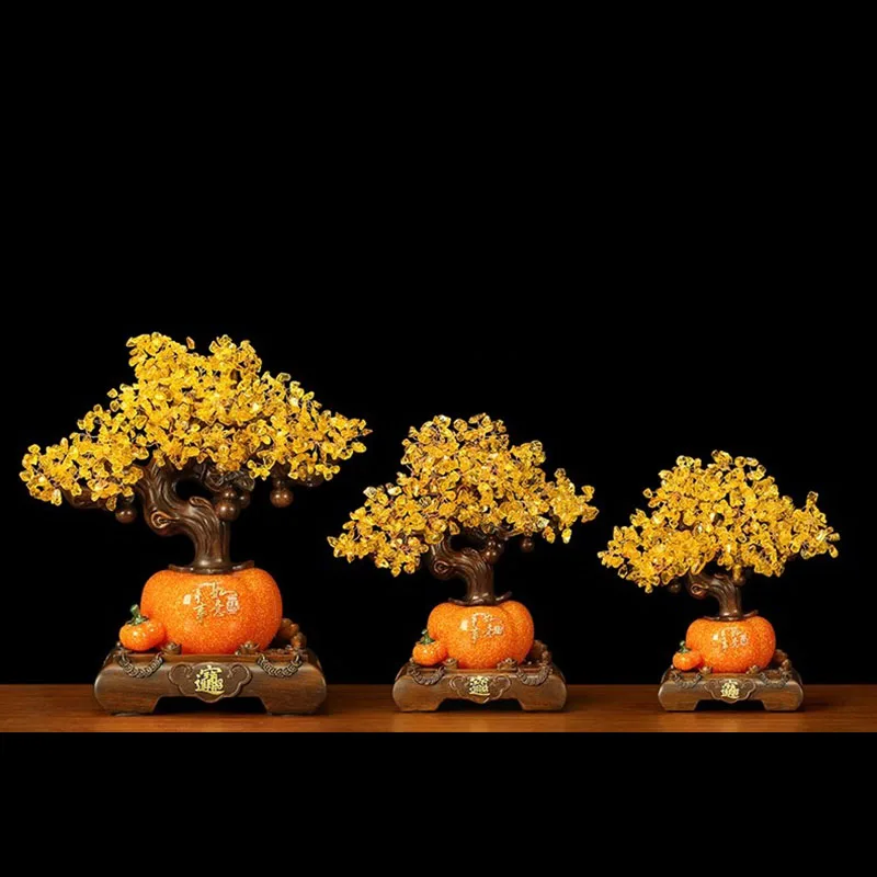 Golden Lucky Money Tree for Business, Extra Large, Natural Citrine, Business Craft, New Home Gift, Lucky Tree Decoration