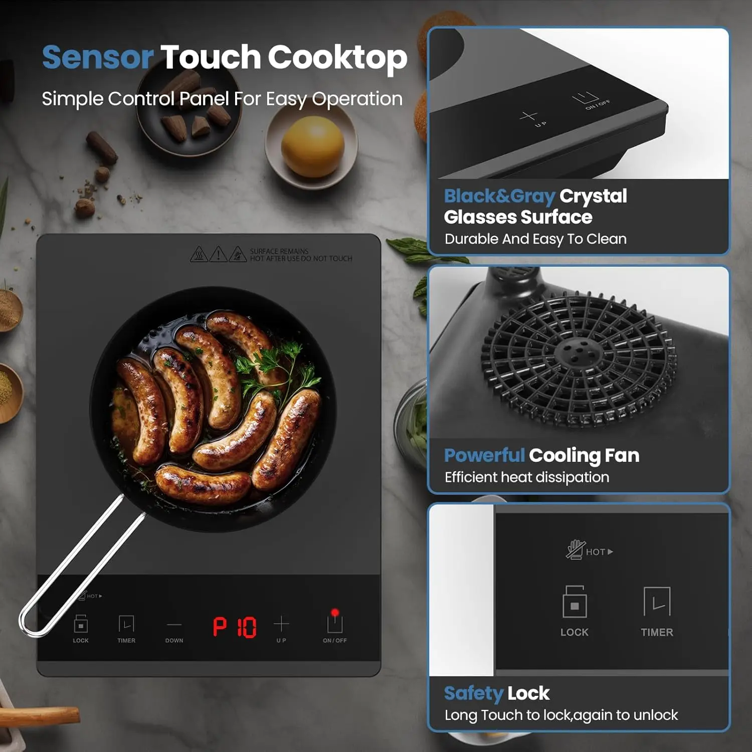 Electric Hot Plate Single Burner Portable Ceramic Cooktop For Cooking Ultra-thin Electric Stove Infrared Burner Cooker 1800W