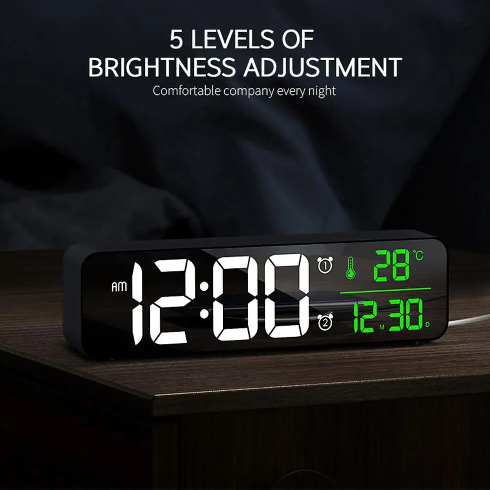 

1 Pcs Led Digital Alarm Clock Time Date Temperature Display Large-screen Desk Table Clock For Living Room Office Wholesale