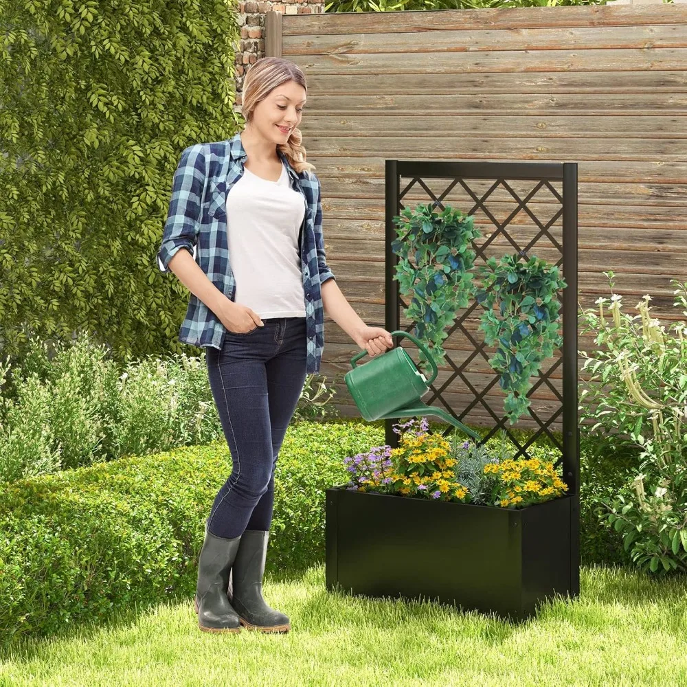 Raised Garden Bed with Trellis, 44" Vertical Planter 3