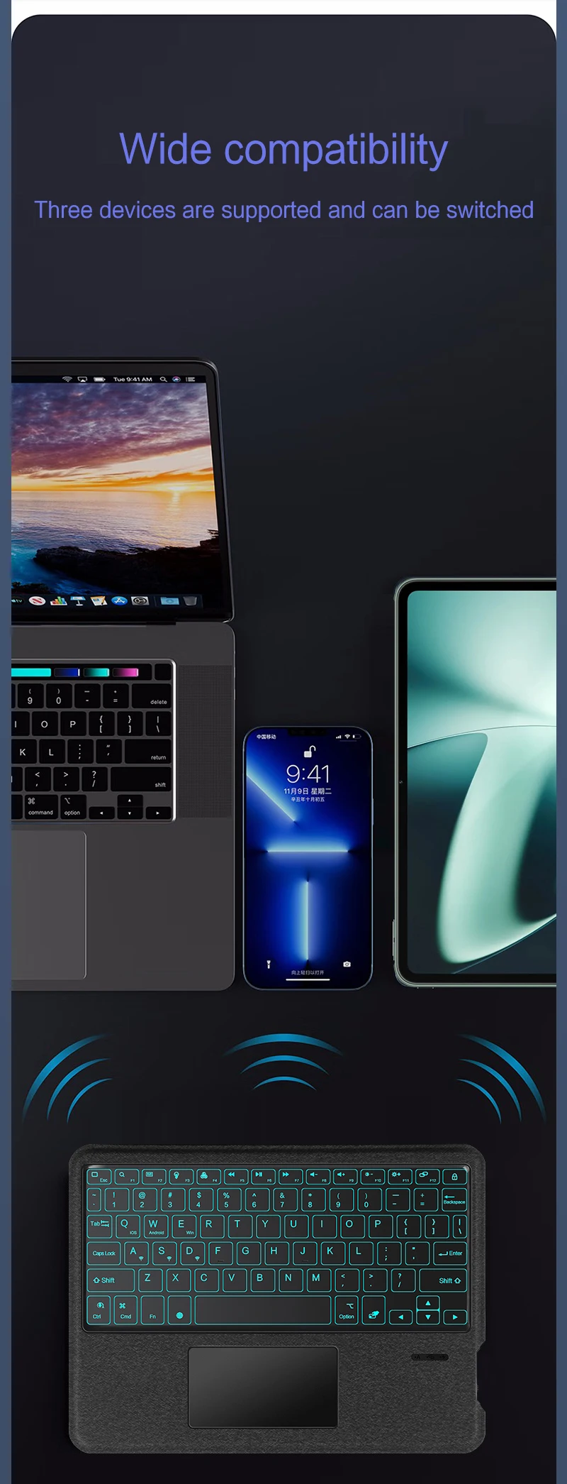 Inteligente teclado mágico para oneplus almofada 11.61
