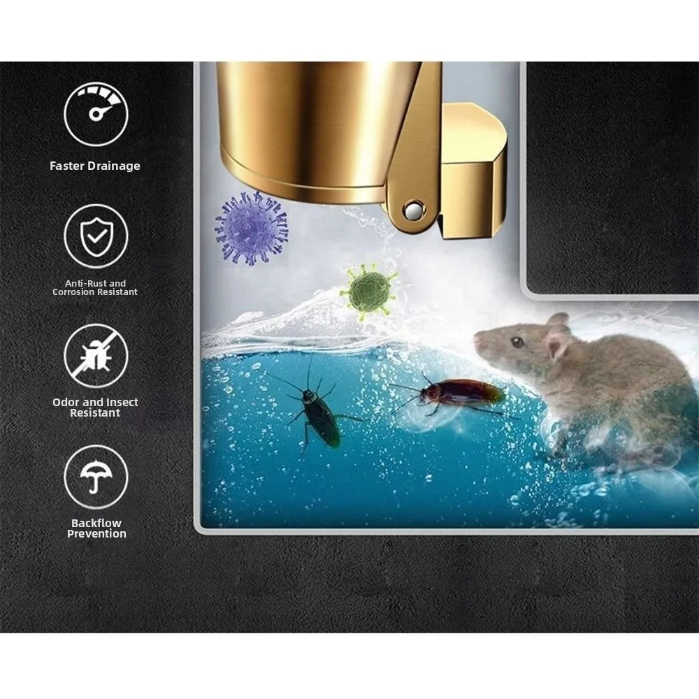 Anti-Odor Stainless Steel Floor Drain Dual Use Thickened Drain Valve Cover Prevent Backflow All Copper Drain Core