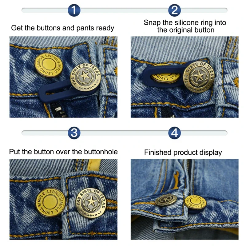 1/5pcs Magic Metal Button Extender for Pants Jeans Free Sewing Adjustable Retractable Waist Extenders Button Waistband Expander 6