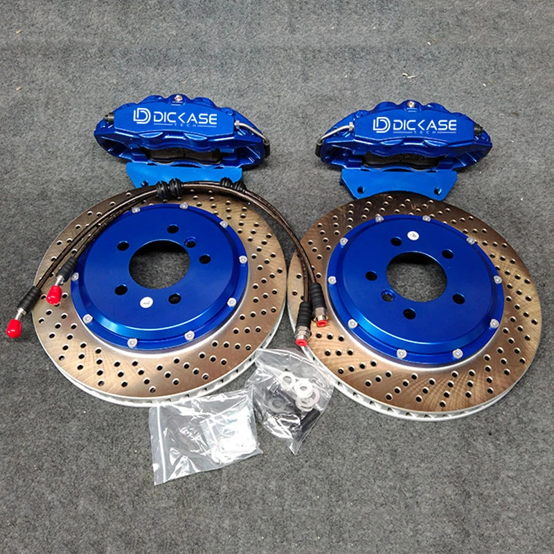 

Upgrade brake system 4 pot big brake caliper kit with 345*28mm drilled rotor rear wheel for bmw e85, can be modified any car