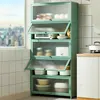 Modern Bamboo Kitchen Cabinet Home Kitchen Furniture Multi-layer Cabinets with Doors Floor Locker Microwave Oven Storage Cabinet 1