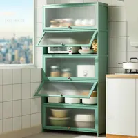 Modern Bamboo Kitchen Cabinet Home Kitchen Furniture Multi-layer Cabinets with Doors Floor Locker Microwave Oven Storage Cabinet 1