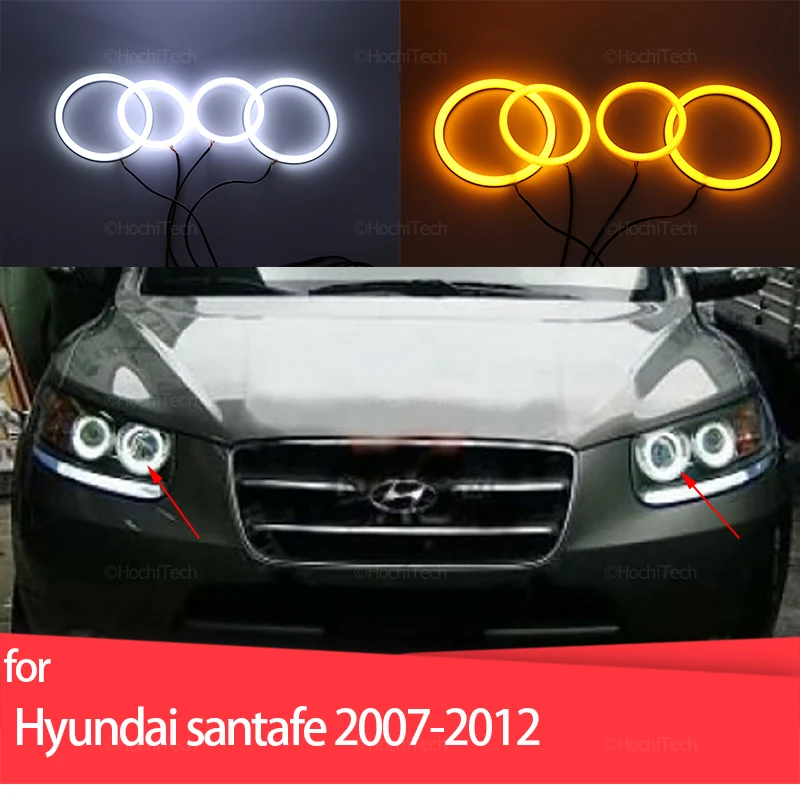 Top Quality Switchback Cotton Light Led Angel Eye Halo Dual Color Per Hyundai Santa Fe Santafe 2007-2012 Accessori Per Auto