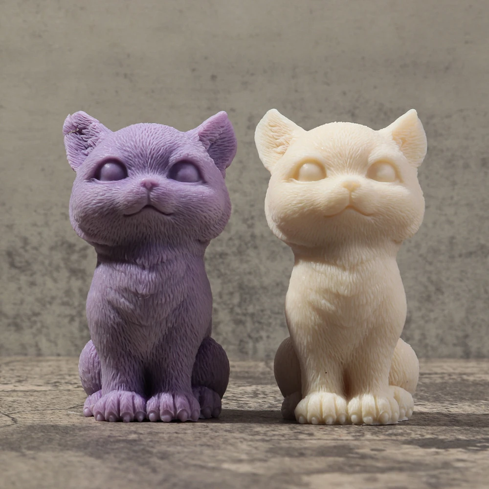 3D Cute Cat Aromatherapy Candle Mold Handmade Sitting Cat Animal