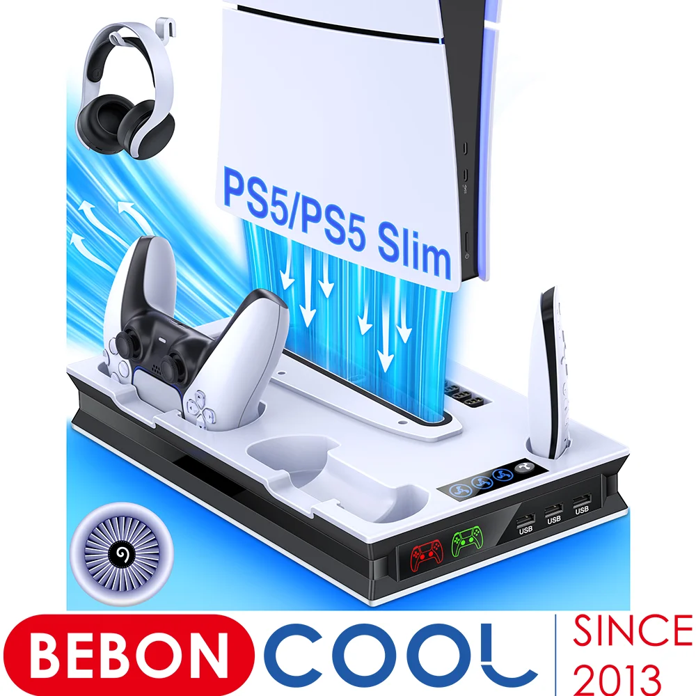 thumbnail image 2 of PS5 Cooling Station, PS5 Pro Stand With Dual Charging 2 of 11
