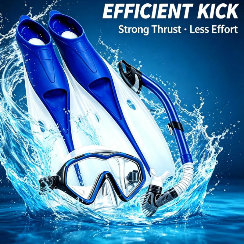 Adult Snorkeling Set Full Dry Snorkel Long Blade Fins Diving Mask Anti-Fog Waterproof Swimming Training Gear - Image 6