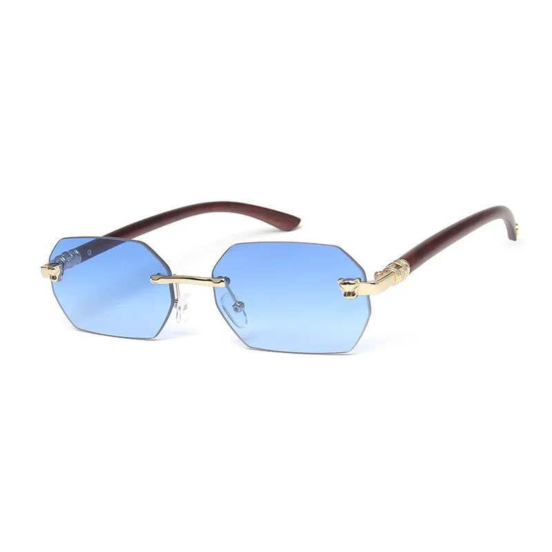 

Kenbo Vintage Rimless Square Sunglasses Men 2024 Luxury Brand Small Rectangle Frameless Sun Glasses For Male Leopard Eyewear