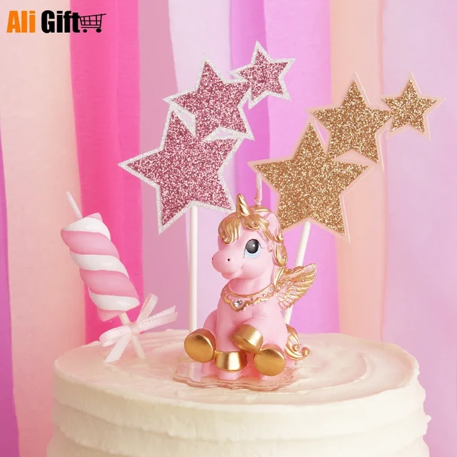 Gâteau anniversaire cheval : bougie + chiffres + figurine