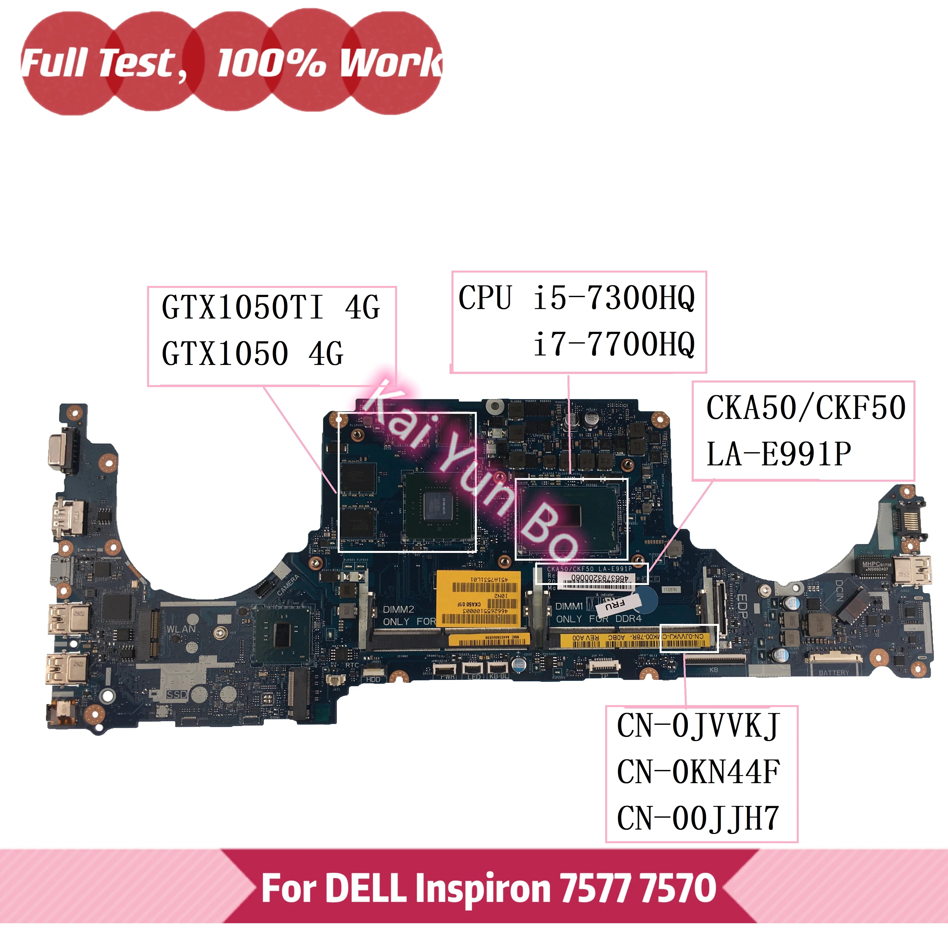 

LA-E991P DELL Inspiron 15 7577 7570 Материнская плата 0JVVKJ 00JJH7 KN44F CN-0KN44F 0KN44F 0C5NXN ноутбука 0JVVKJ 00JJH7 KN44F 0C5NXN с i5-7300HQ i7-7700HQ
