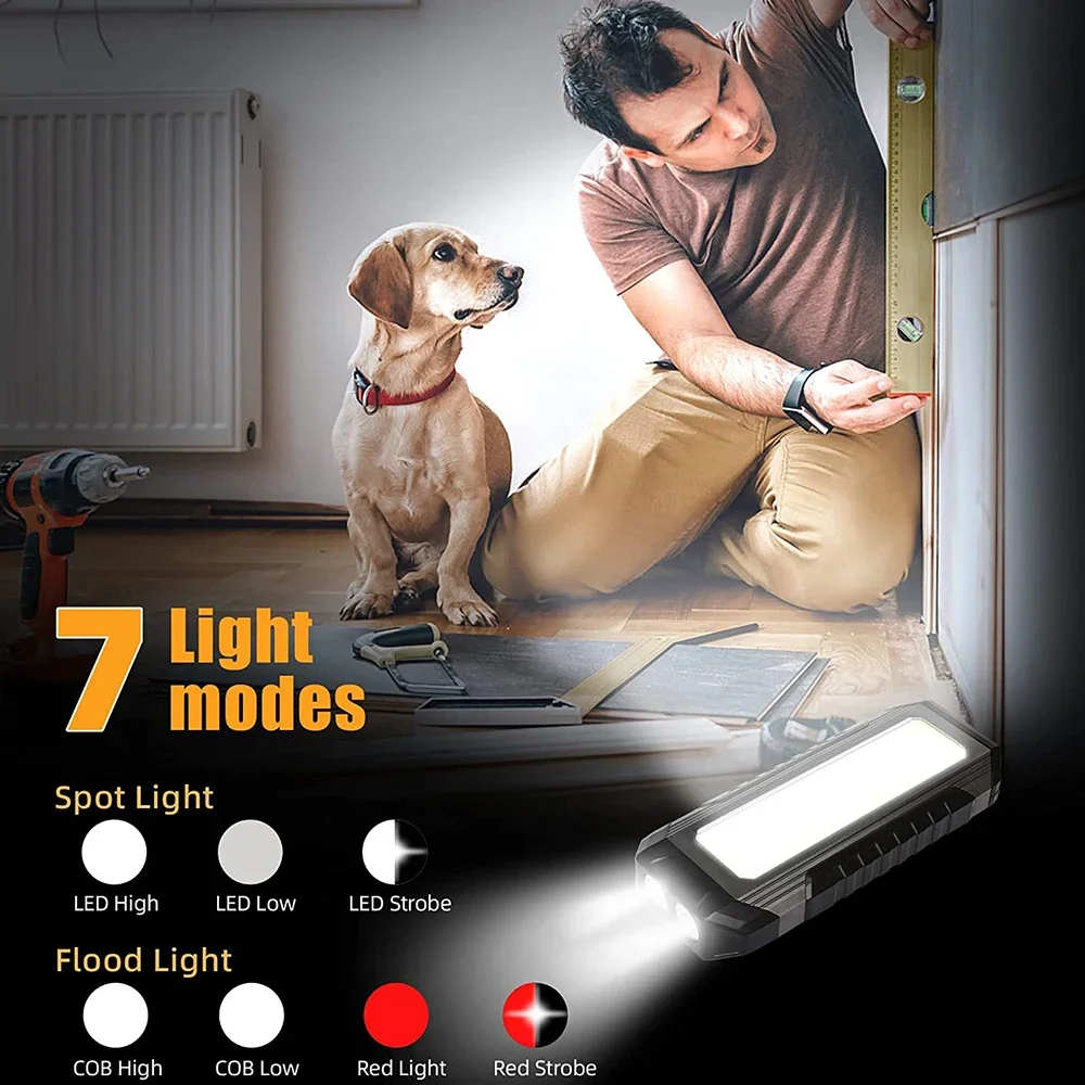 1200LM Rechargeable Work Light LED 7 Light Modes 4000mAh For Car Repairing Home