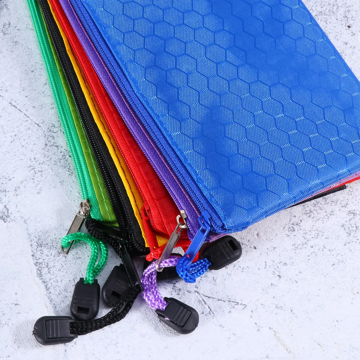 6Pcs 방수 메쉬 편지지 가방 옥스포드 천 지퍼 연필 케이스 사무실 학교 책상에 대 한 휴대용 튼튼한 파일 주최자