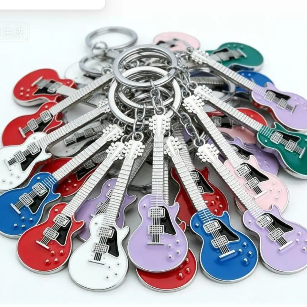 10-100Pcs Creative Musical Instrument Pendant Event Gift Bag Pendant Metal Lacquer Guitar Keychain