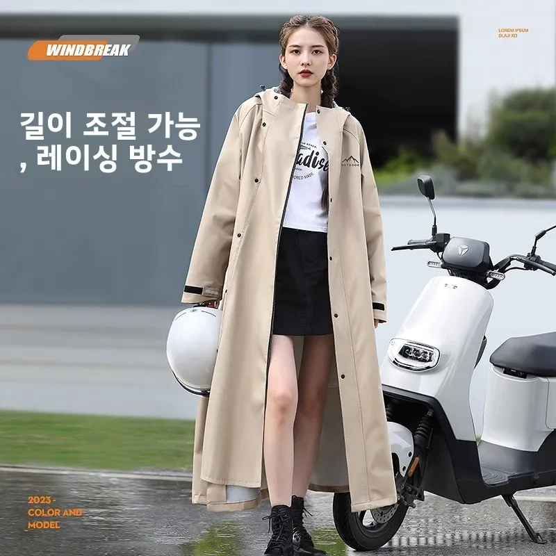 긴 기장의 야외용 전기차 우비, 남녀공용 성인용 전신 방수 우비, 하이커용 레인 판초