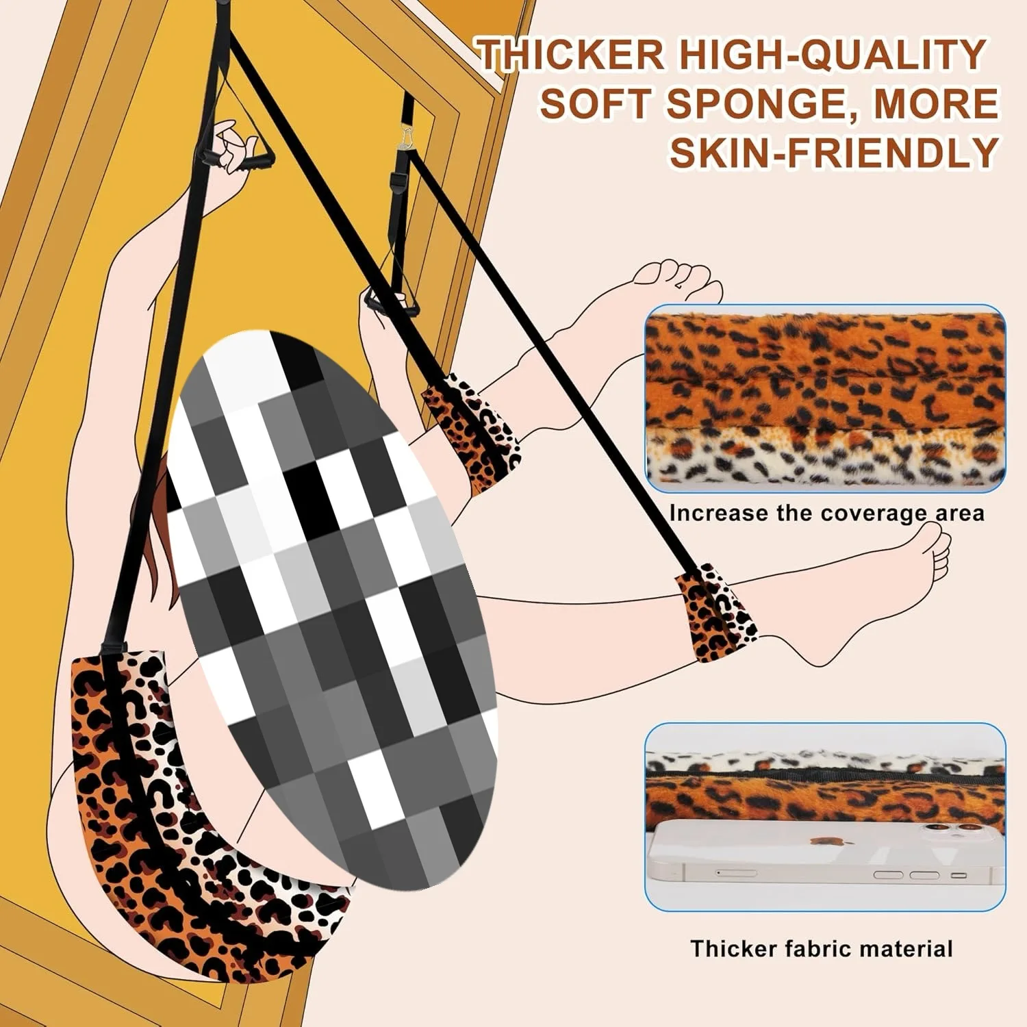 Exotic Suspend Mat New Door Sex Swing Leopard Cushion Condole Belt Sex Swings For Couples BDSM Women's Sext Toy Adult Toys 18+
