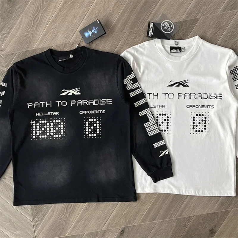 

Футболка 24ss оверсайз с длинным рукавом для мужчин и женщин, тенниска из чистого хлопка, черный цвет, 1:1