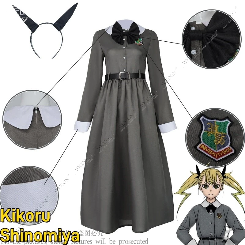 

Костюм для косплея Kikoru Shinomiya из аниме Kaiju No.8, платье, повседневная одежда, платье, Униформа, головной убор, женский ремень с бантом на Хэллоуин