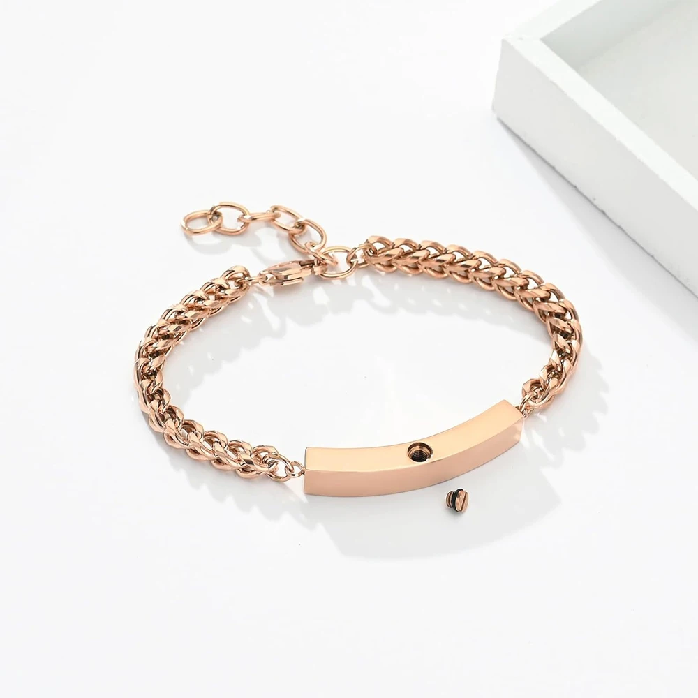 Customize chain Urn Bracelet Memorial Keepsake With Strip Stainless Steel Urns For Ashes Always In My Heart Cremation Jewelry