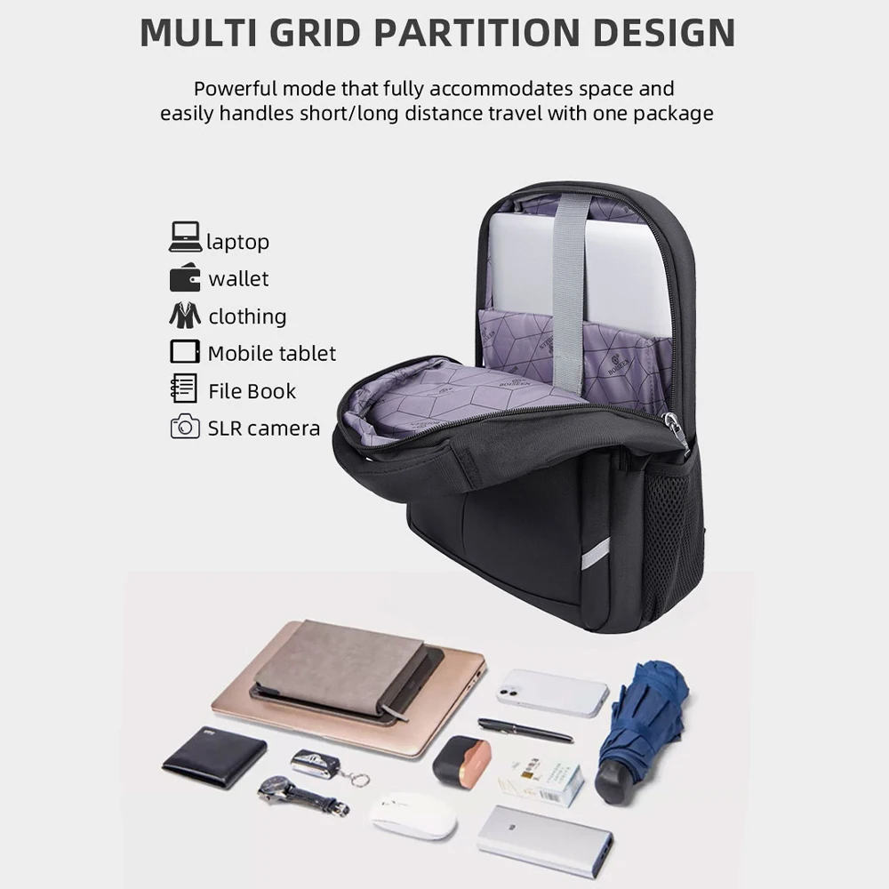 1Pcs Large-Capacity Laptop Backpack, Multi-Functional Business Travel Backpack, Multi-Compartment Storage, Unisex